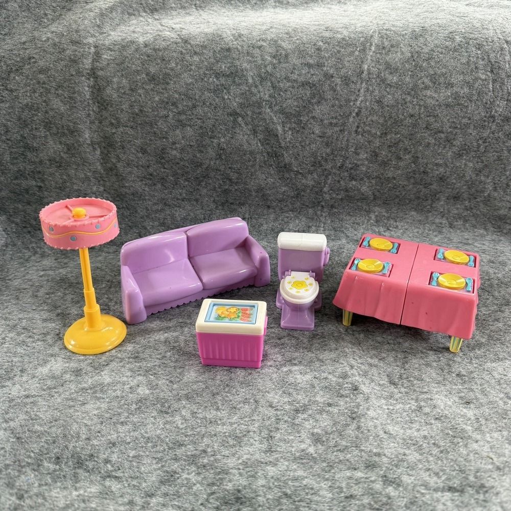 5 Dora the Explorer Dollhouse Furniture Lot Mattel Potty 2004 Table Lamp VTG